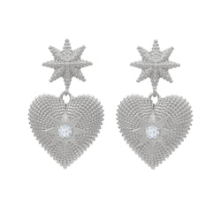 Zoe & Morgan Brave Heart Earrings - Sterling Silver & Aquamarine - Earrings - Walker & Hall
