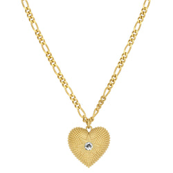 Zoe & Morgan Brave Heart Necklace - Gold Plated & Aquamarine - Necklace - Walker & Hall