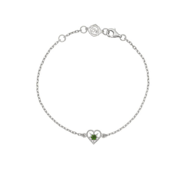 Zoe & Morgan Kind Heart Bracelet - Sterling Silver & Chrome Diopside - Bracelet - Walker & Hall