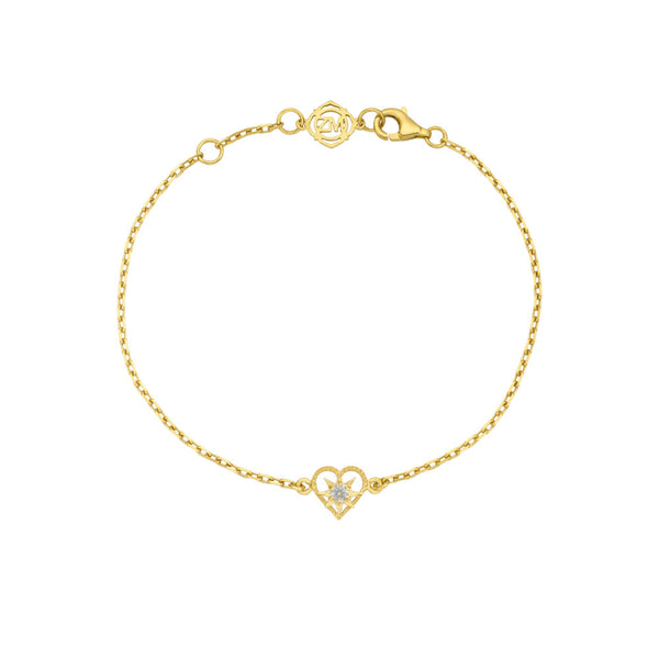 Zoe & Morgan Kind Heart Bracelet - Gold Plated & White Zircon - Bracelet - Walker & Hall