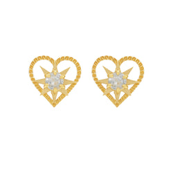 Zoe & Morgan Kind Heart Earrings - Gold Plated & White Zircon - Earrings - Walker & Hall