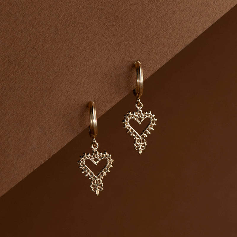 Zoe & Morgan Mini Gypsy Heart Earrings - Gold Vermeil - Earrings - Walker & Hall