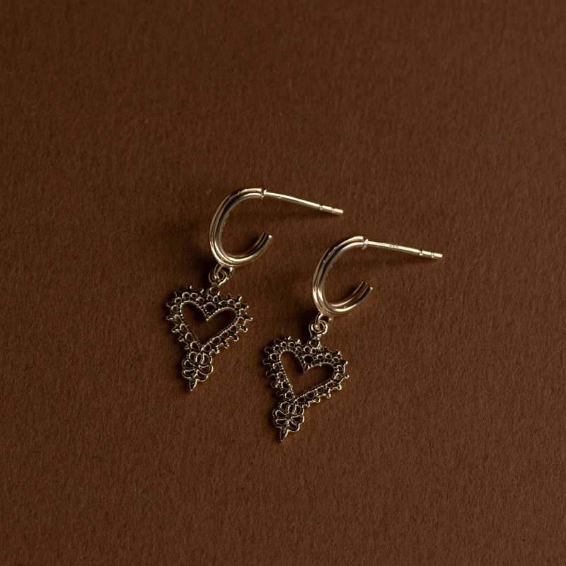 Zoe & Morgan Mini Gypsy Heart Earrings - Gold Vermeil - Earrings - Walker & Hall