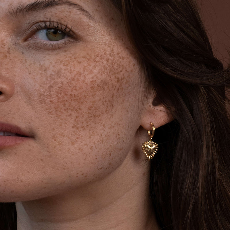 Zoe & Morgan Mini Heart Rays Earrings - Gold Vermeil - Earrings - Walker & Hall