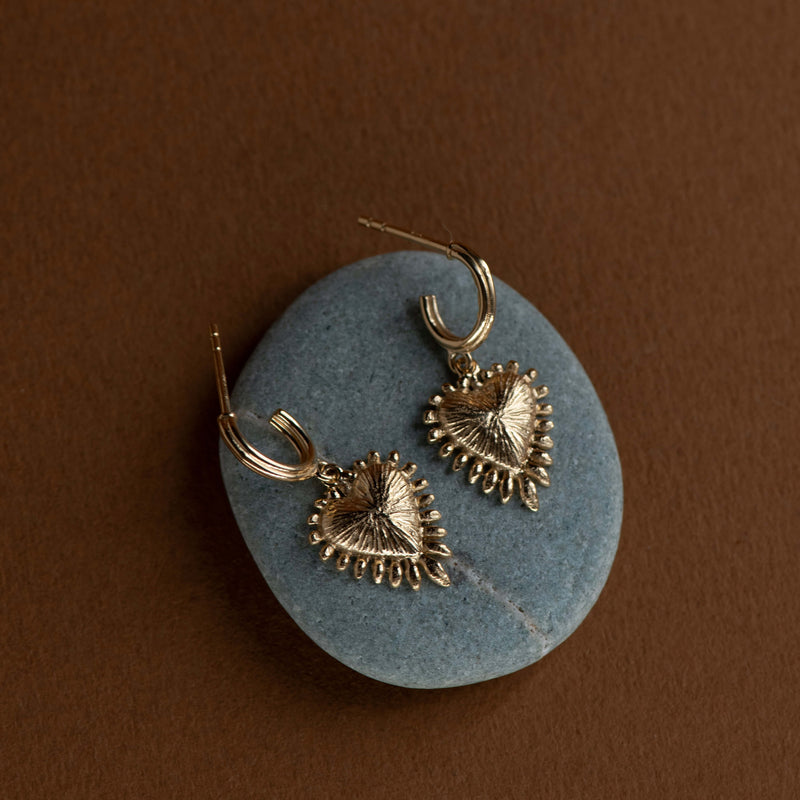 Zoe & Morgan Mini Heart Rays Earrings - Gold Vermeil - Earrings - Walker & Hall