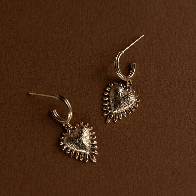 Zoe & Morgan Mini Heart Rays Earrings - Gold Vermeil - Earrings - Walker & Hall