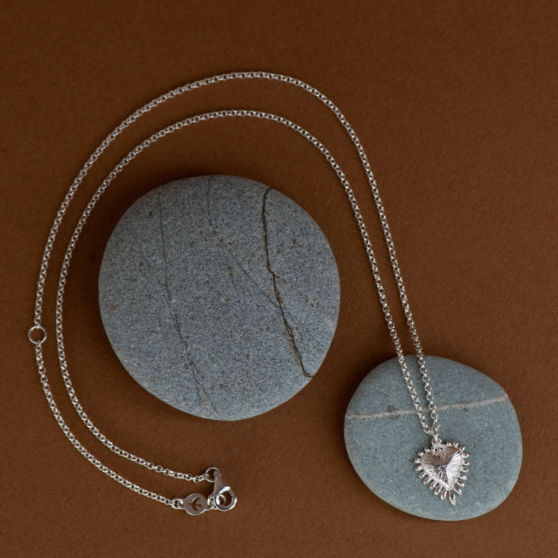 Zoe & Morgan Mini Heart Ray Necklace - Sterling Silver - Necklace - Walker & Hall
