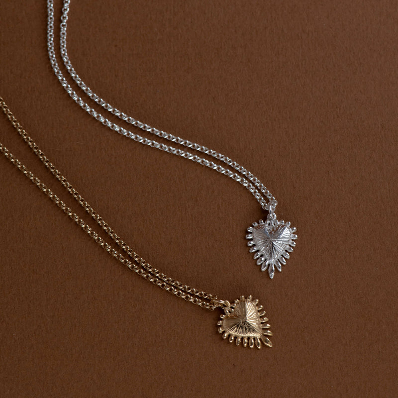 Zoe & Morgan Mini Heart Ray Necklace - Sterling Silver - Necklace - Walker & Hall