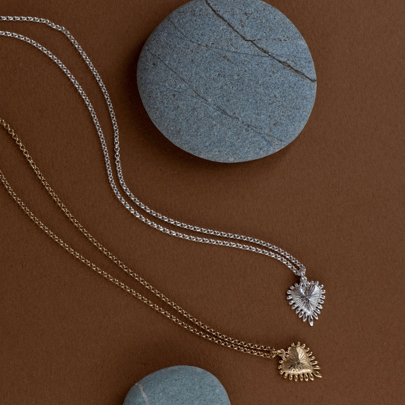 Zoe & Morgan Mini Heart Ray Necklace - Gold Vermeil - Necklace - Walker & Hall