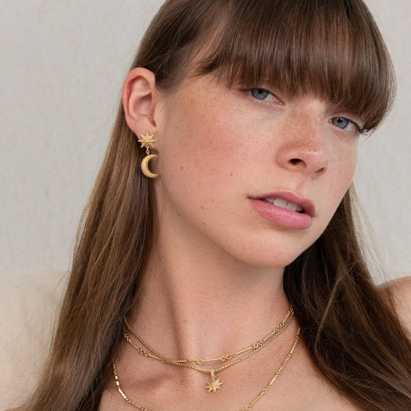 Zoe & Morgan Moonlight Earrings - Gold Vermeil-Earrings-Walker & Hall