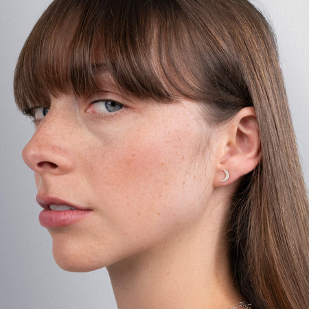 Zoe & Morgan Moonlight Stud Earrings - Sterling Silver-Earrings-Walker & Hall