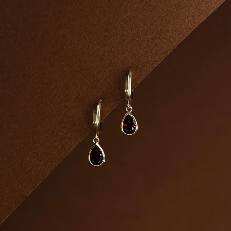 Zoe & Morgan Ophelia Hoop Earrings - Gold Vermeil & Garnet - Earrings - Walker & Hall