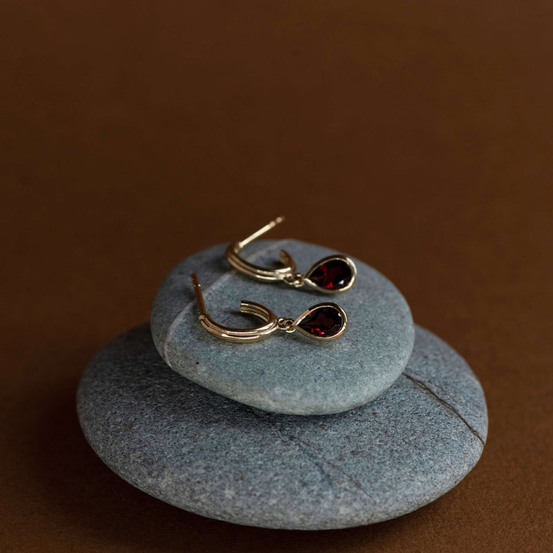 Zoe & Morgan Ophelia Hoop Earrings - Gold Vermeil & Garnet - Earrings - Walker & Hall