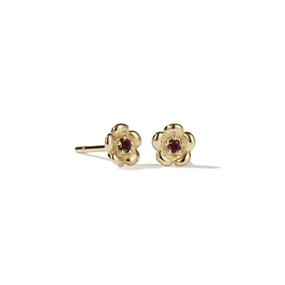Meadowlark Posie Stud Earrings - Gold Plated & African Garnet-Earrings-Walker & Hall