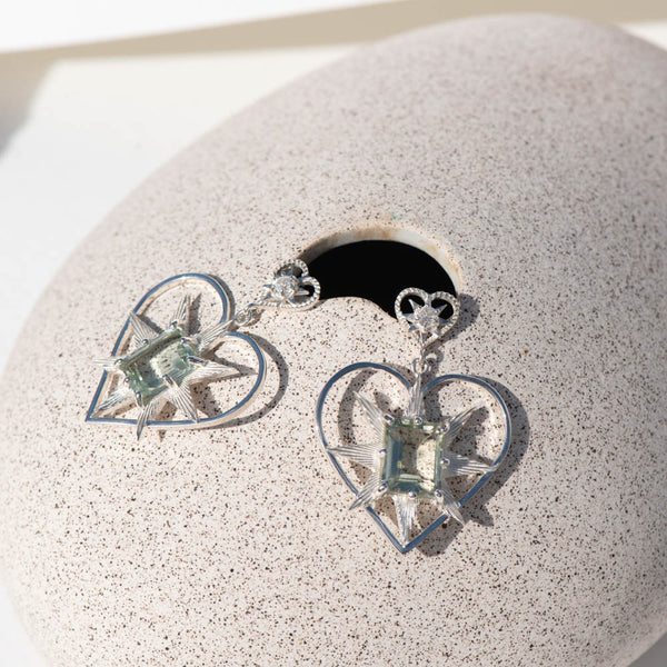 Zoe & Morgan Shining Heart Earrings - Sterling Silver - Earrings - Walker & Hall