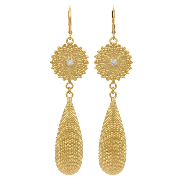 Zoe & Morgan Sunshine Earrings - Gold Plated & White Zircon - Earrings - Walker & Hall
