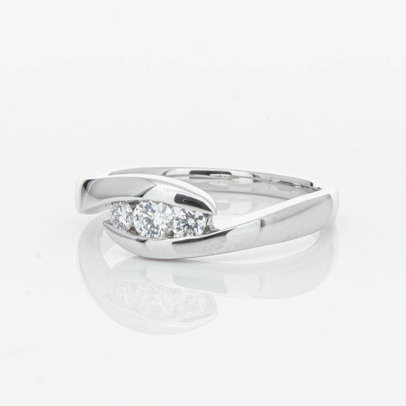 18ct White Gold Diamond Solstice Ring-Ring-Walker & Hall