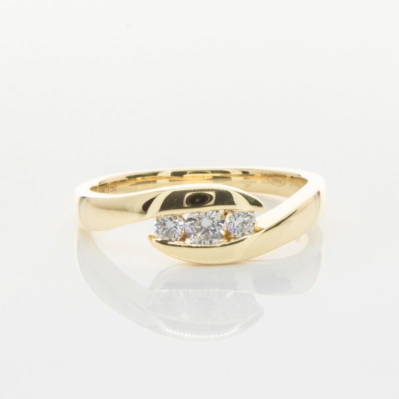 18ct Yellow Gold Diamond Solstice Ring-Ring-Walker & Hall