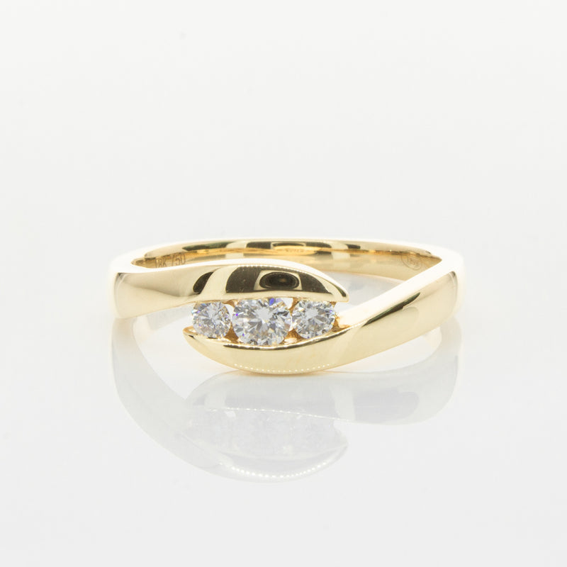 18ct Yellow Gold Diamond Solstice Ring-Ring-Walker & Hall