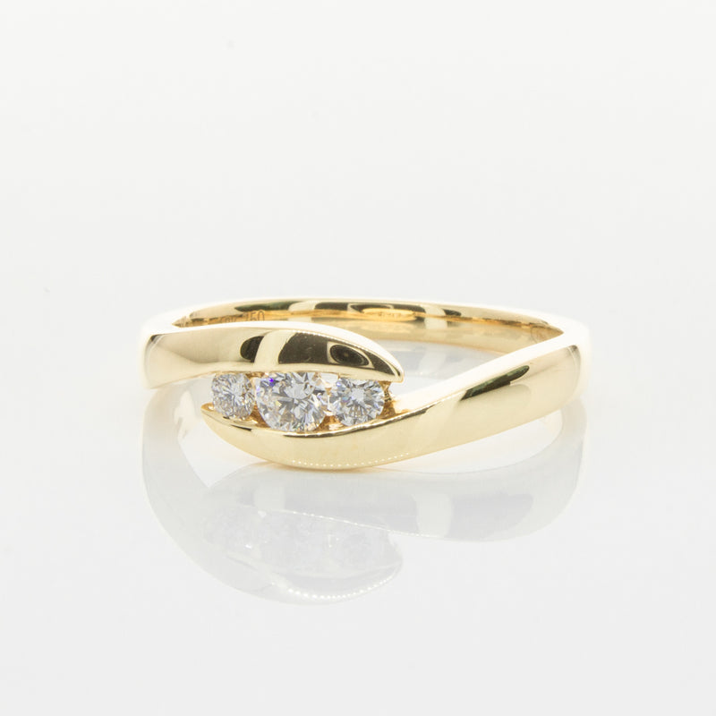 18ct Yellow Gold Diamond Solstice Ring-Ring-Walker & Hall