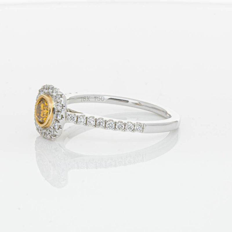 18ct White & Rose Gold Yellow Diamond Ring-Ring-Walker & Hall