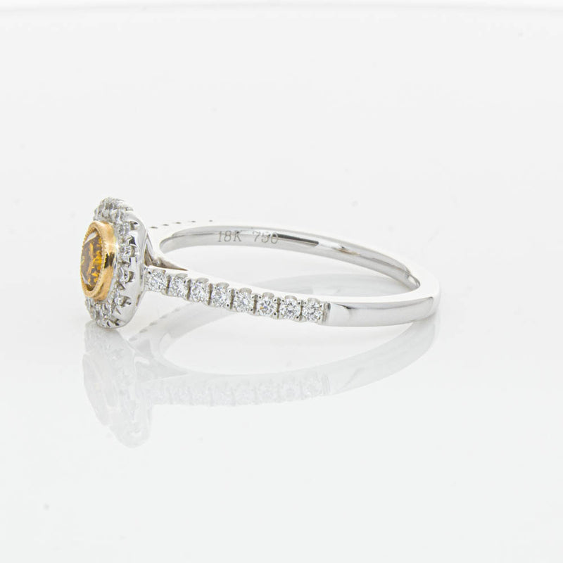 18ct White & Rose Gold Yellow Diamond Ring-Ring-Walker & Hall