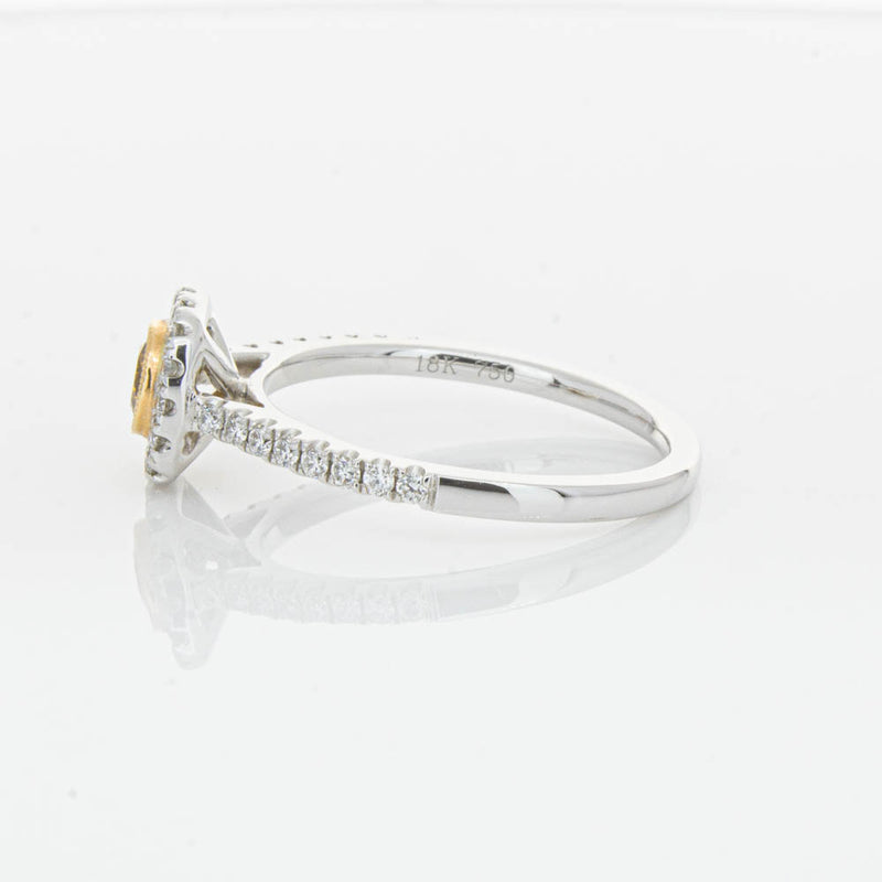 18ct White & Rose Gold Yellow Diamond Ring-Ring-Walker & Hall