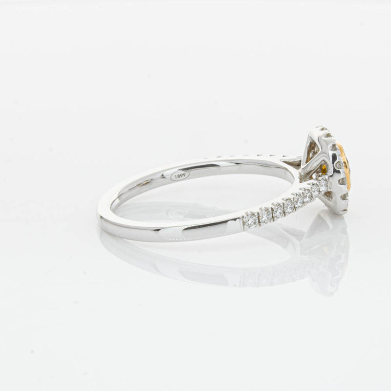18ct White & Rose Gold Yellow Diamond Ring-Ring-Walker & Hall