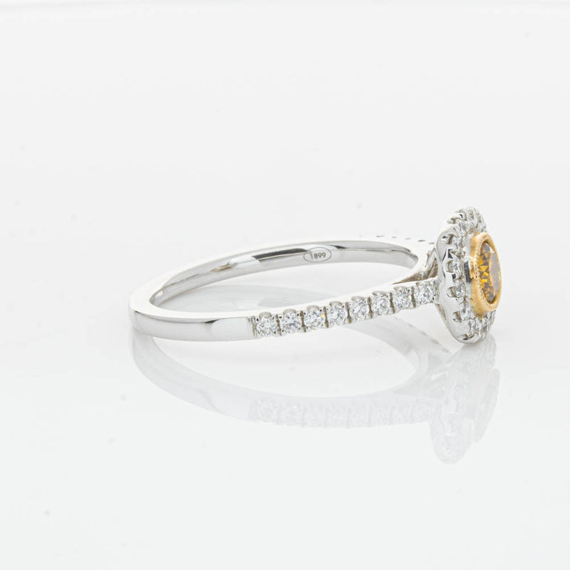 18ct White & Rose Gold Yellow Diamond Ring-Ring-Walker & Hall