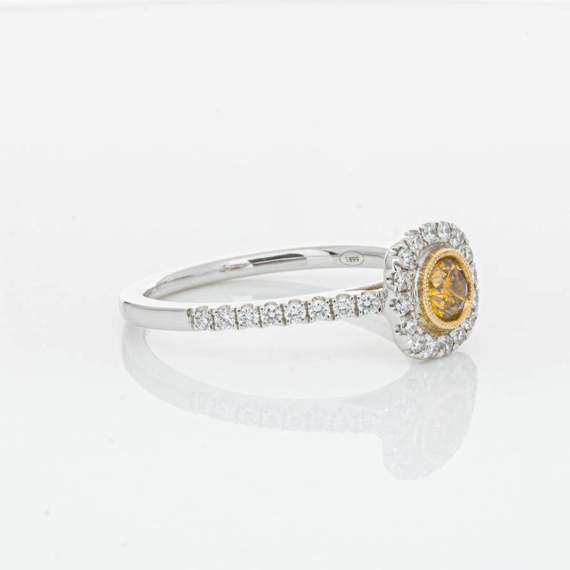 18ct White & Rose Gold Yellow Diamond Ring-Ring-Walker & Hall