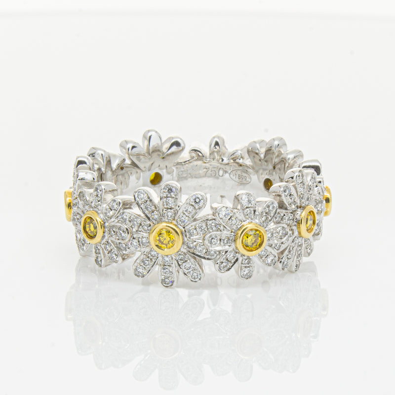 18ct White Gold Diamond Daisy Ring-Ring-Walker & Hall