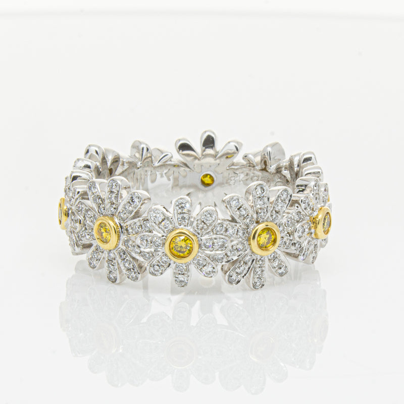 18ct White Gold Diamond Daisy Ring-Ring-Walker & Hall