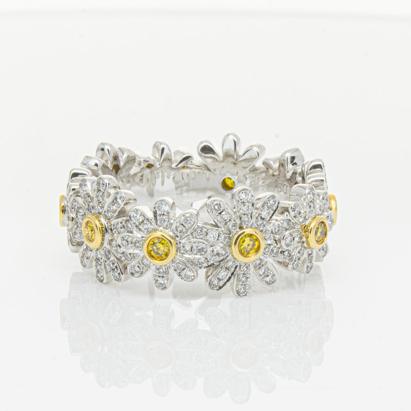 18ct White Gold Diamond Daisy Ring-Ring-Walker & Hall