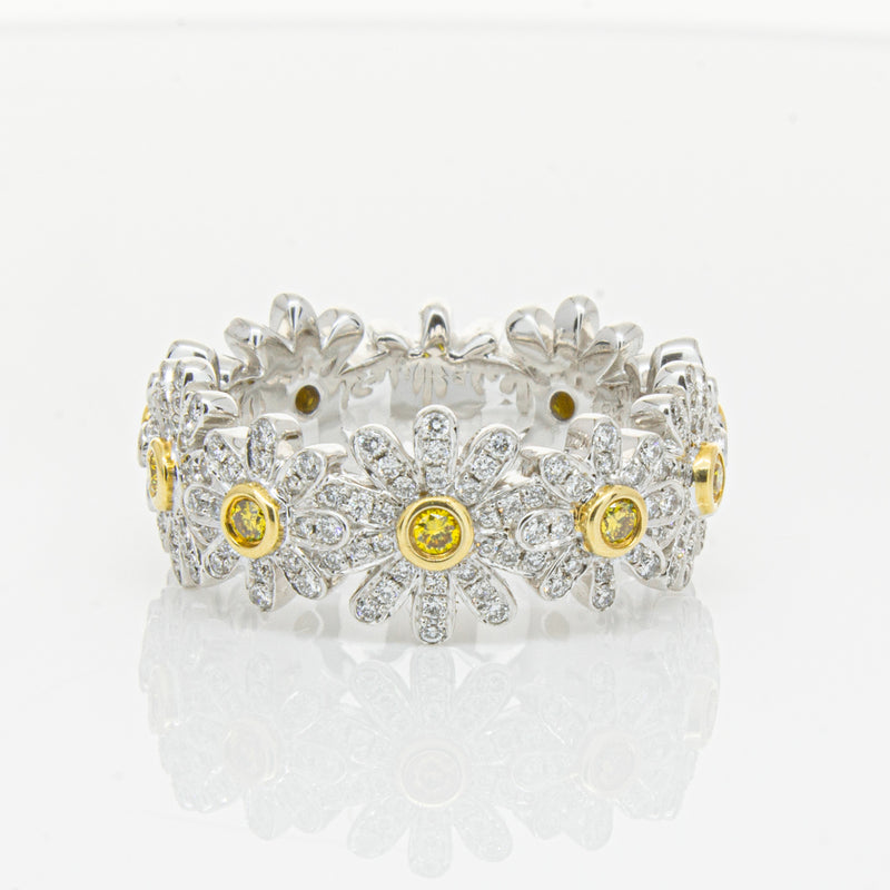 18ct White Gold Diamond Daisy Ring-Ring-Walker & Hall