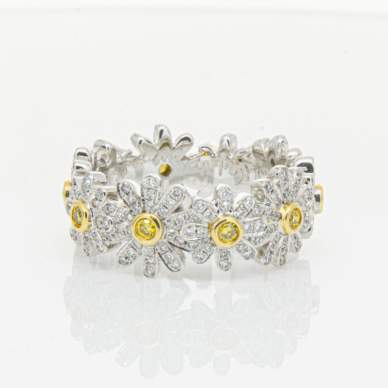 18ct White Gold Diamond Daisy Ring-Ring-Walker & Hall