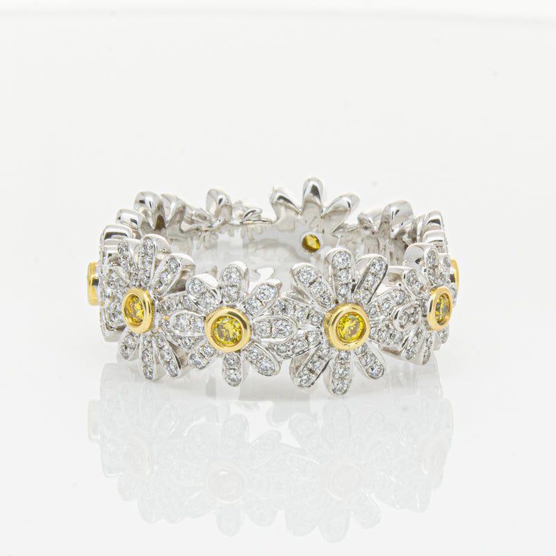 18ct White Gold Diamond Daisy Ring-Ring-Walker & Hall