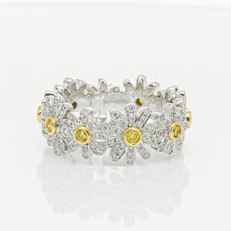 18ct White Gold Diamond Daisy Ring-Ring-Walker & Hall
