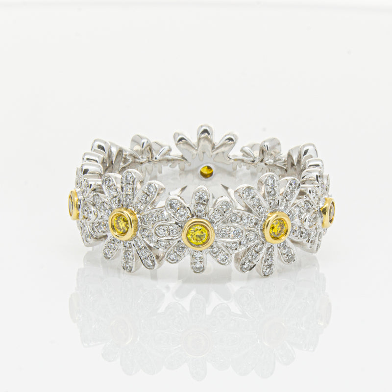 18ct White Gold Diamond Daisy Ring-Ring-Walker & Hall