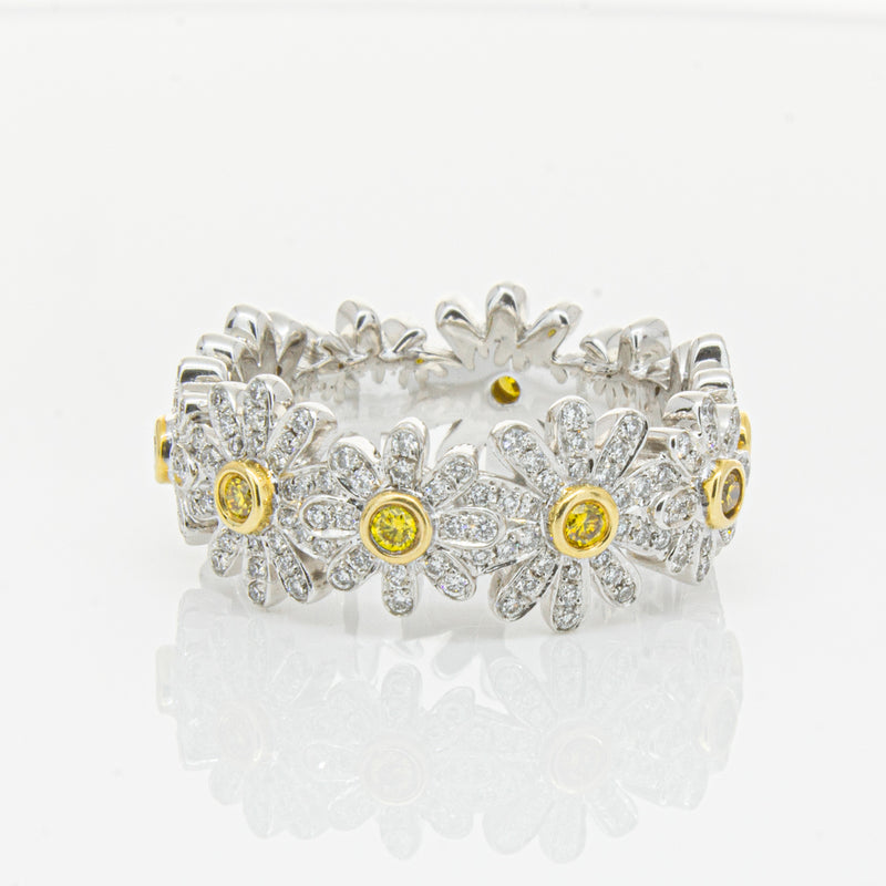 18ct White Gold Diamond Daisy Ring-Ring-Walker & Hall