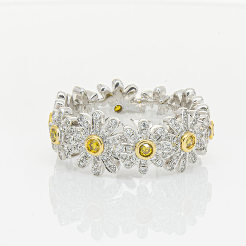 18ct White Gold Diamond Daisy Ring-Ring-Walker & Hall