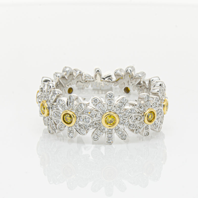 18ct White Gold Diamond Daisy Ring-Ring-Walker & Hall