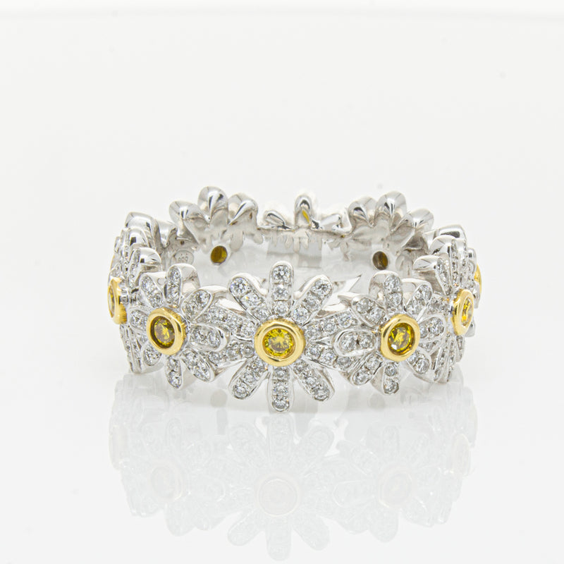18ct White Gold Diamond Daisy Ring-Ring-Walker & Hall