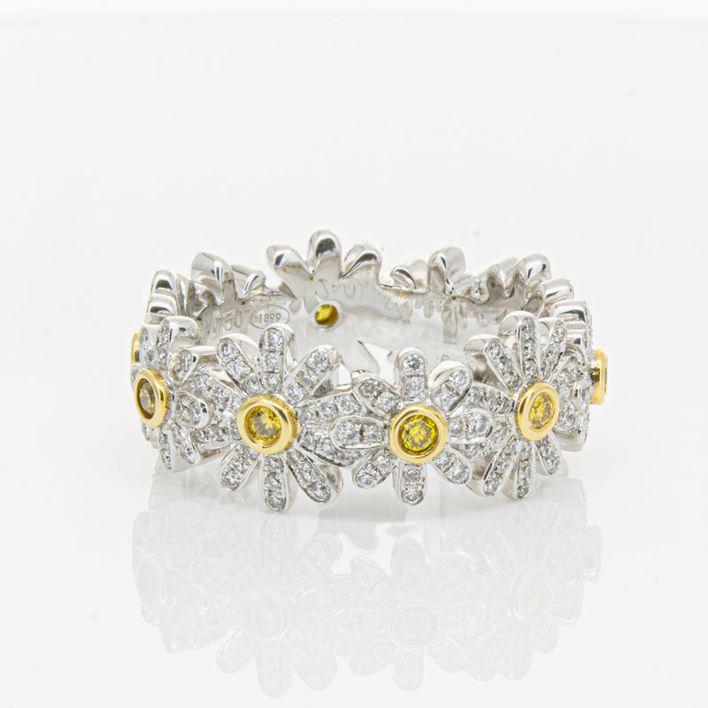 18ct White Gold Diamond Daisy Ring-Ring-Walker & Hall