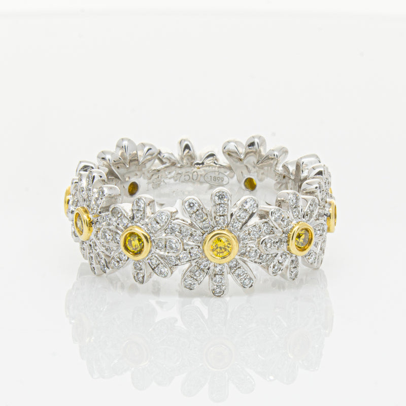 18ct White Gold Diamond Daisy Ring-Ring-Walker & Hall