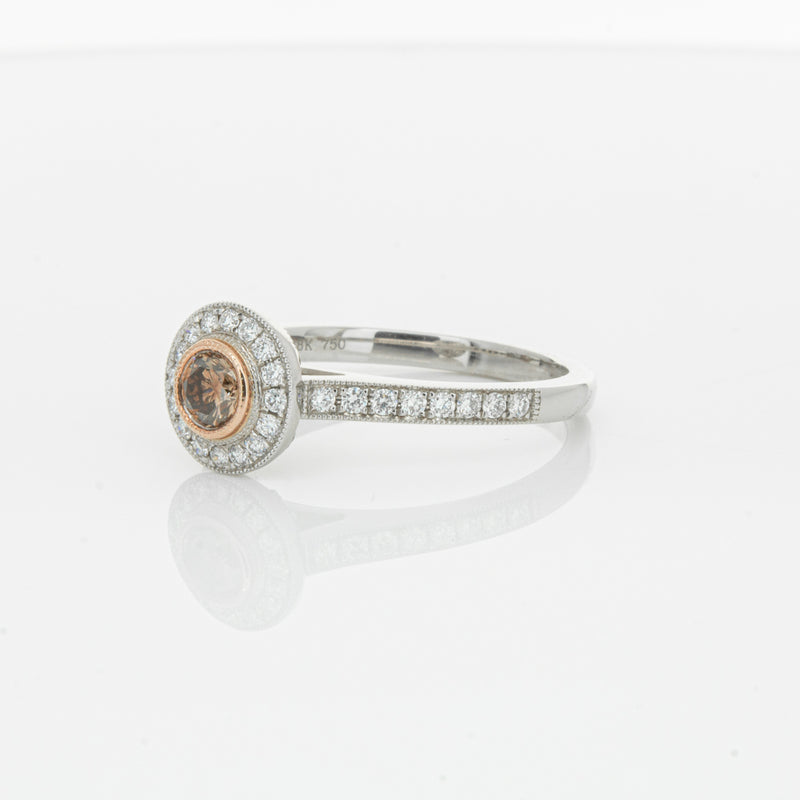 18ct White Gold .22ct Champagne Diamond Ring-Ring-Walker & Hall