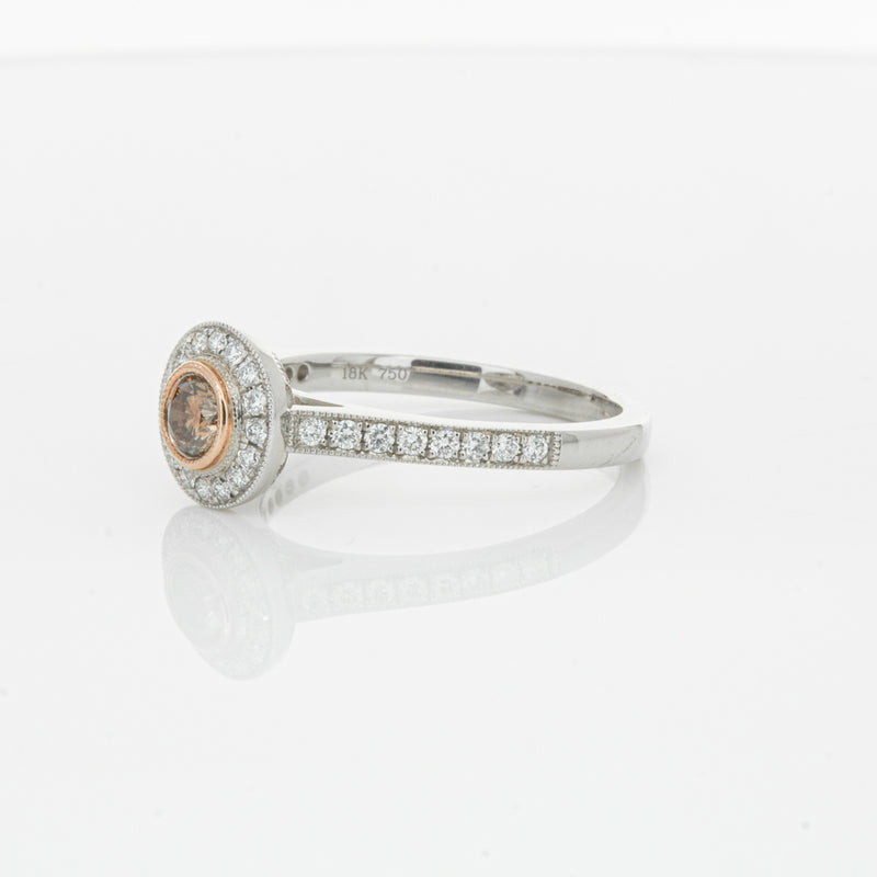 18ct White Gold .22ct Champagne Diamond Ring-Ring-Walker & Hall