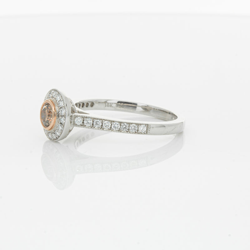 18ct White Gold .22ct Champagne Diamond Ring-Ring-Walker & Hall