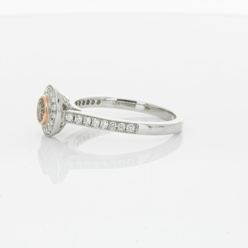 18ct White Gold .22ct Champagne Diamond Ring-Ring-Walker & Hall