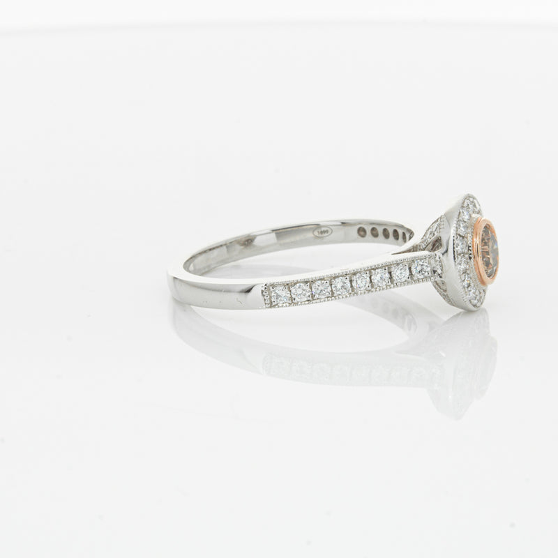 18ct White Gold .22ct Champagne Diamond Ring-Ring-Walker & Hall