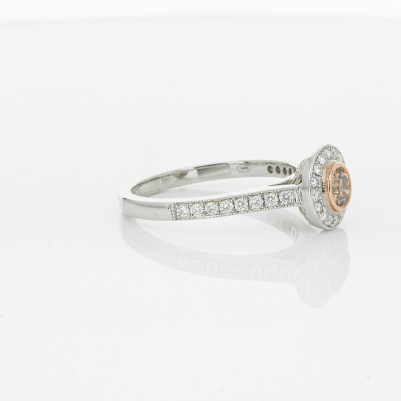 18ct White Gold .22ct Champagne Diamond Ring-Ring-Walker & Hall